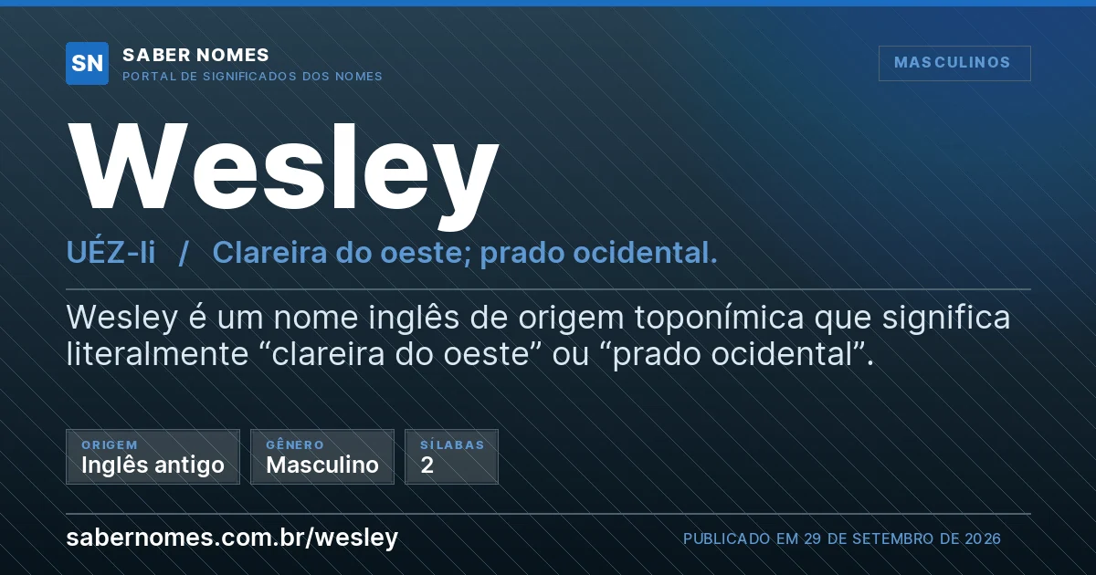 Imagem com o significado do nome Wesley