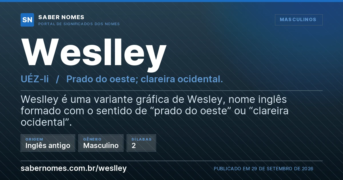 Imagem com o significado do nome Weslley
