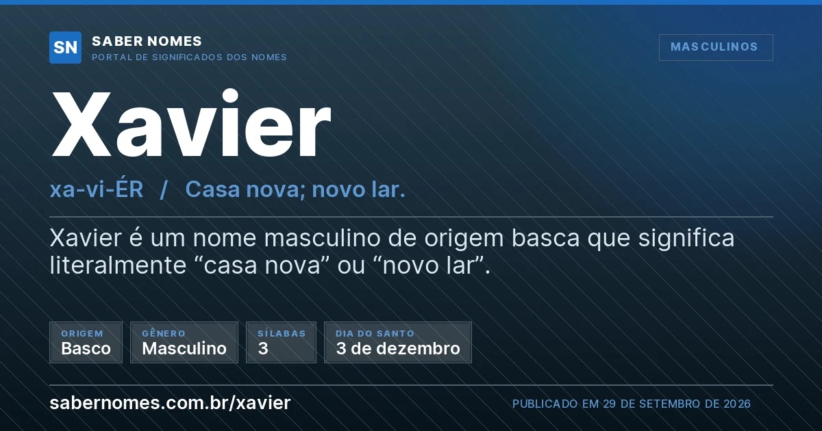 Imagem com o significado do nome Xavier