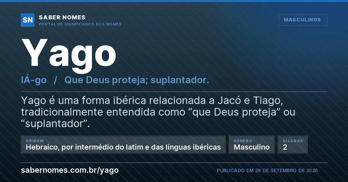 Imagem com o significado do nome Yago