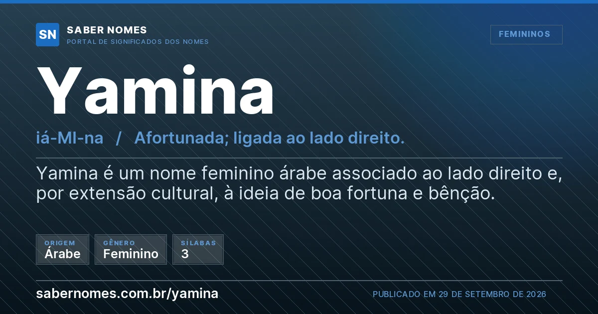 Imagem com o significado do nome Yamina