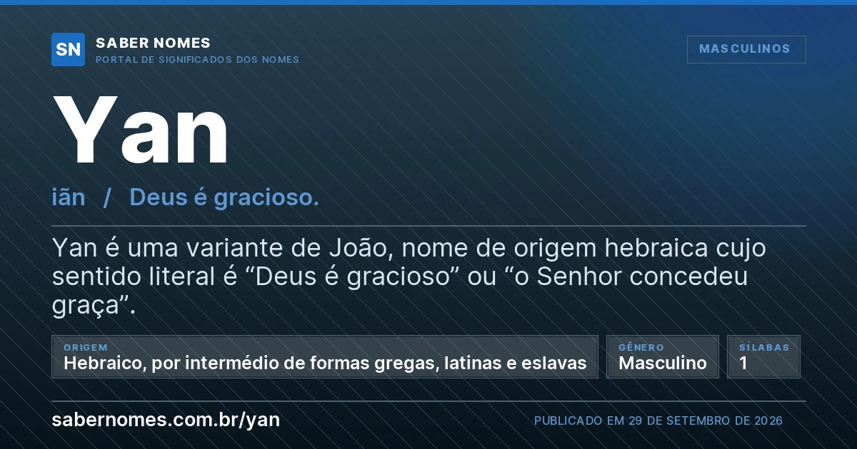 Imagem com o significado do nome Yan