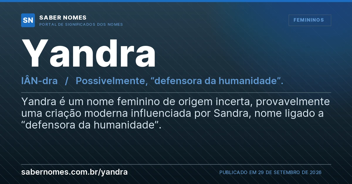 Imagem com o significado do nome Yandra