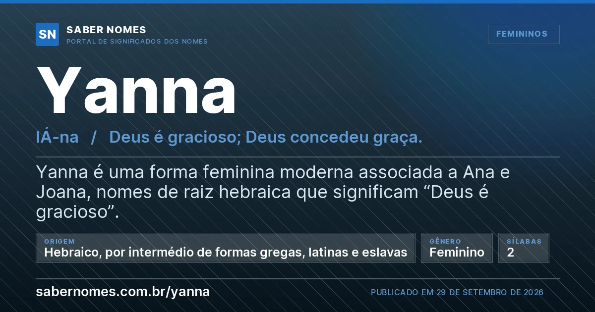 Imagem com o significado do nome Yanna
