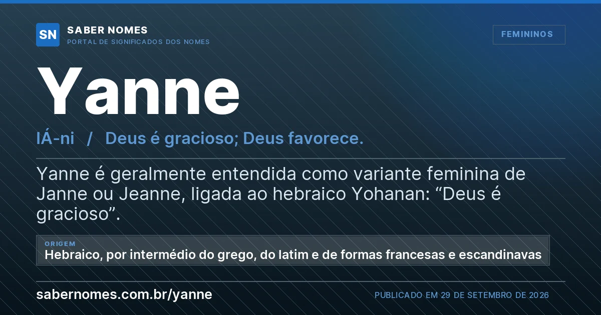 Imagem com o significado do nome Yanne