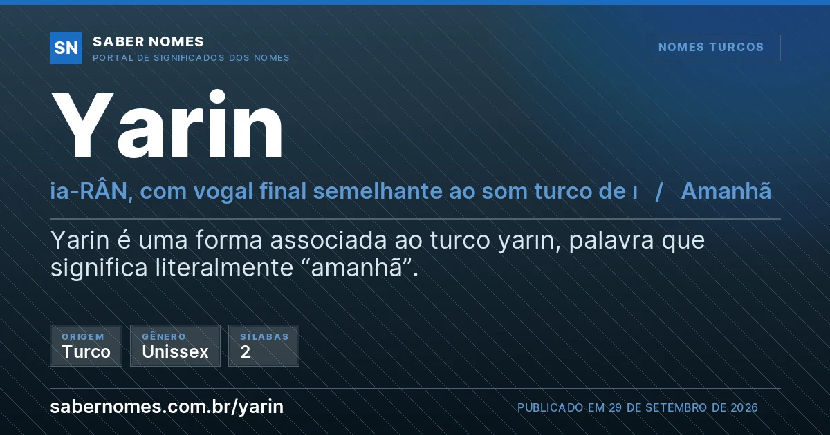 Imagem com o significado do nome Yarin
