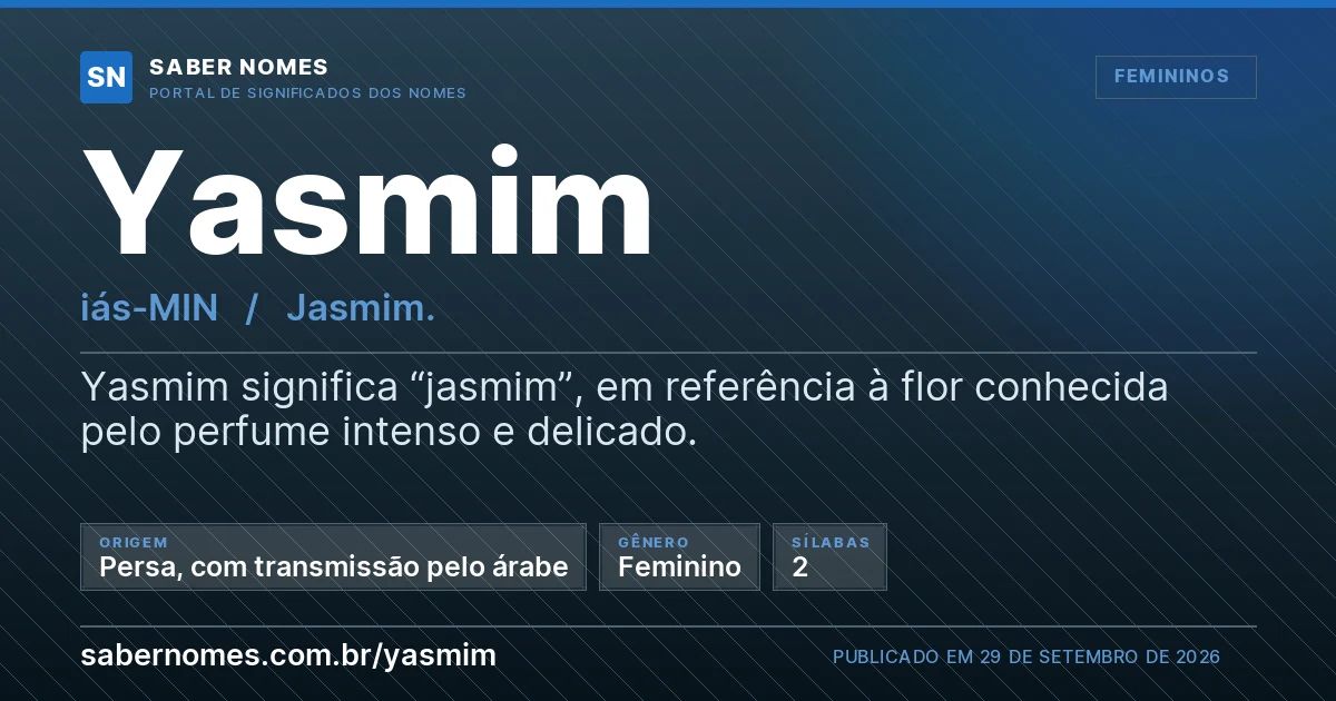 Imagem com o significado do nome Yasmim