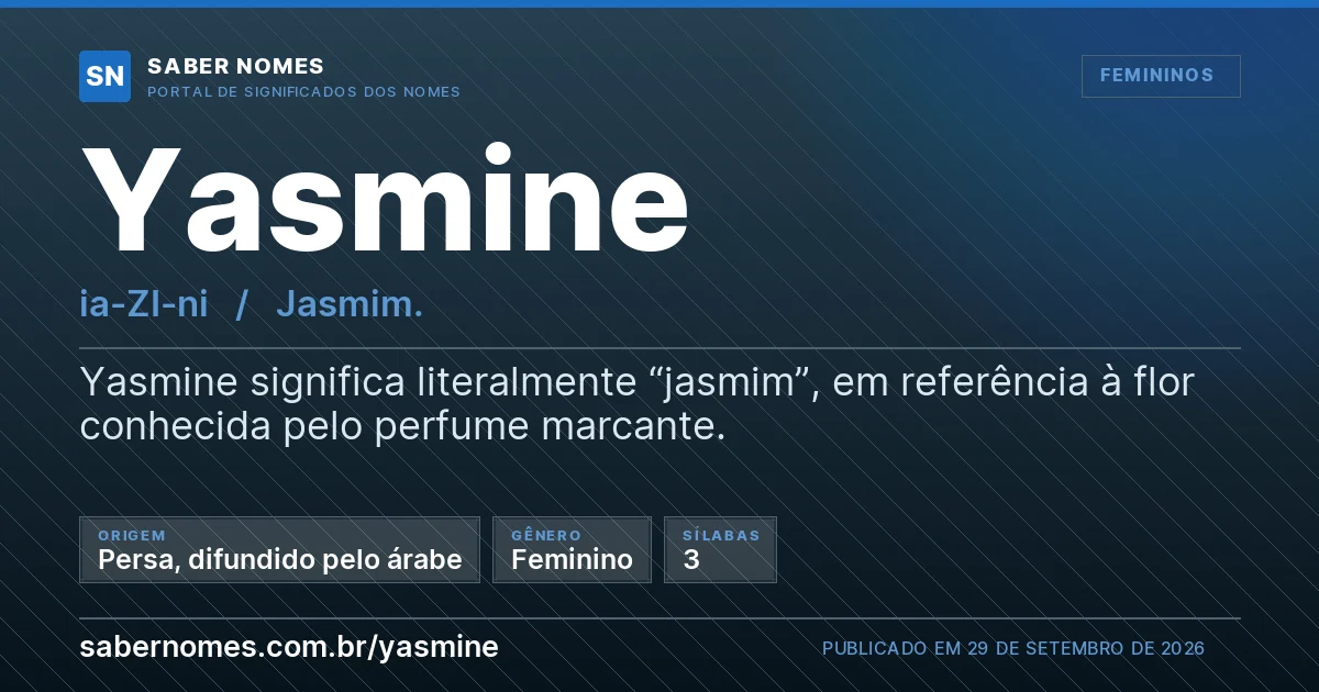 Imagem com o significado do nome Yasmine