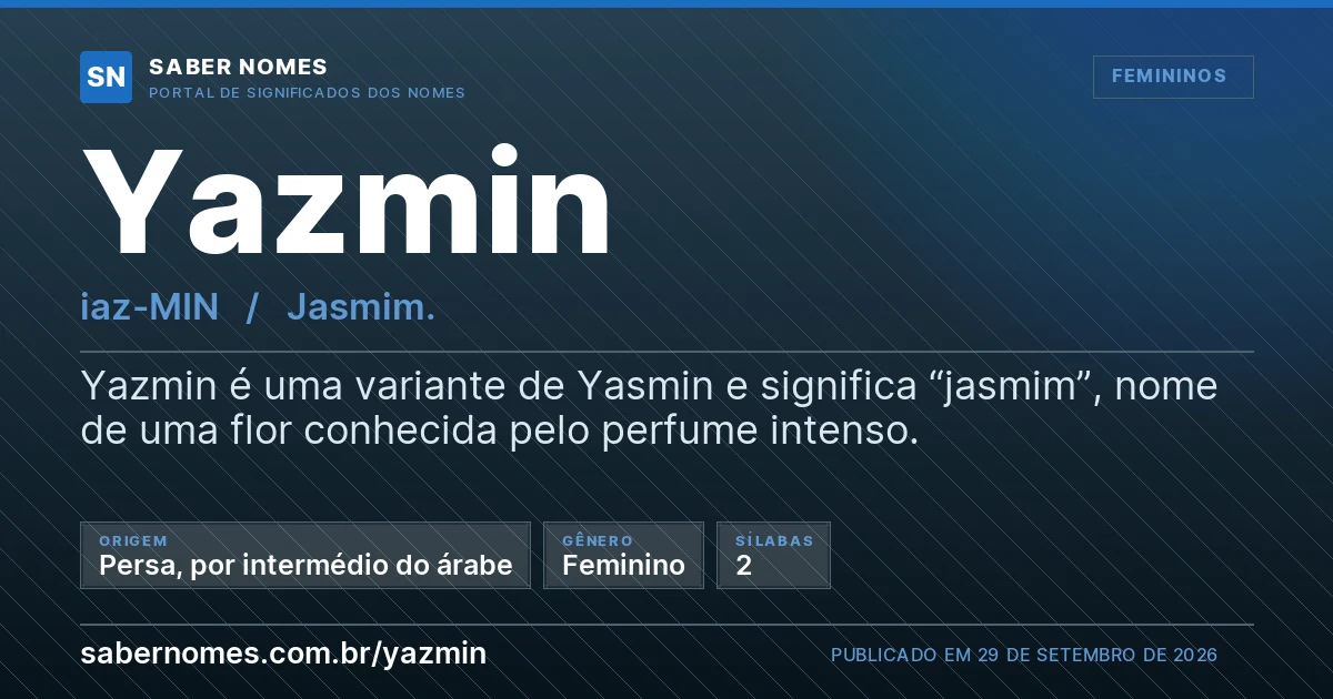 Imagem com o significado do nome Yazmin