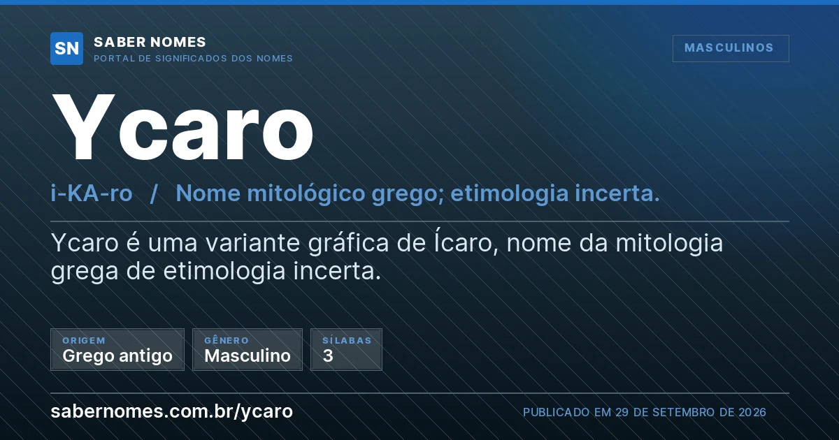 Imagem com o significado do nome Ycaro