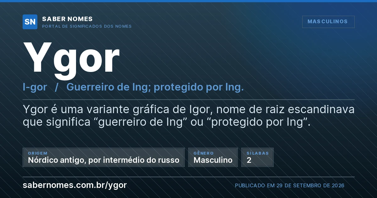 Imagem com o significado do nome Ygor