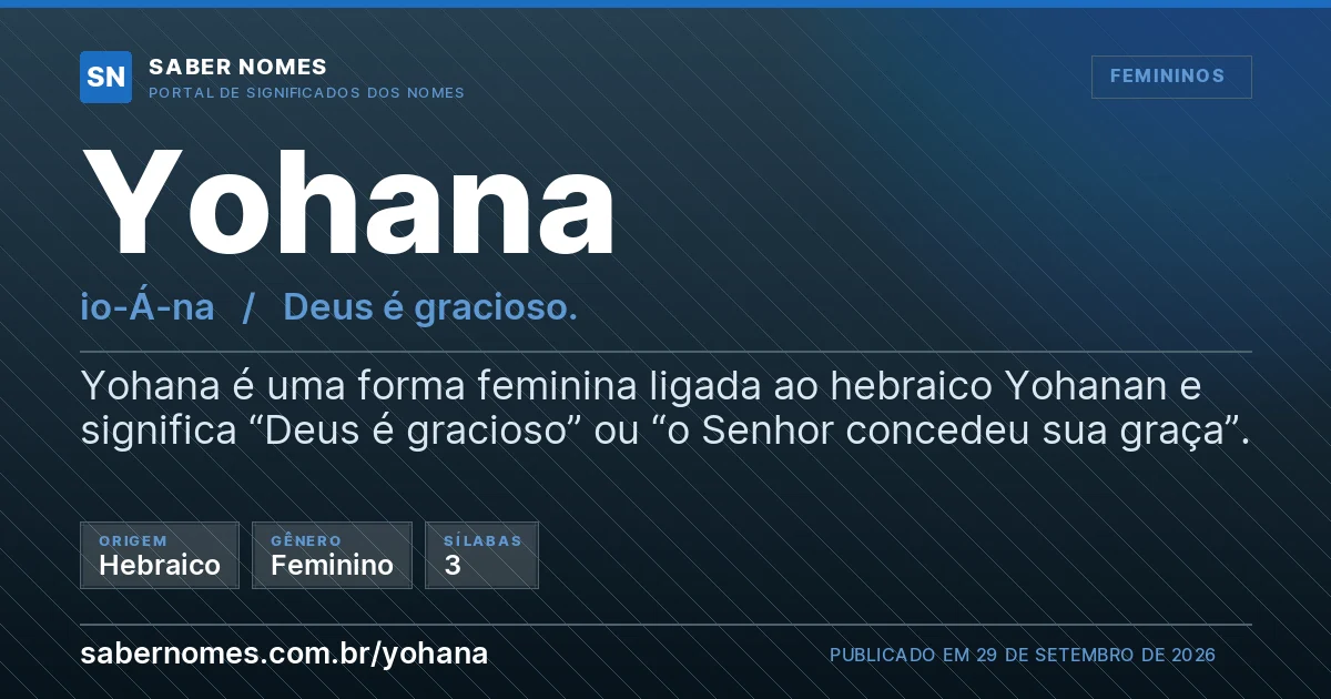 Imagem com o significado do nome Yohana