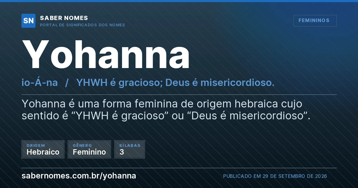 Imagem com o significado do nome Yohanna