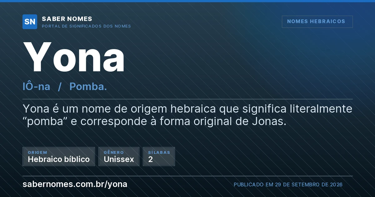 Imagem com o significado do nome Yona