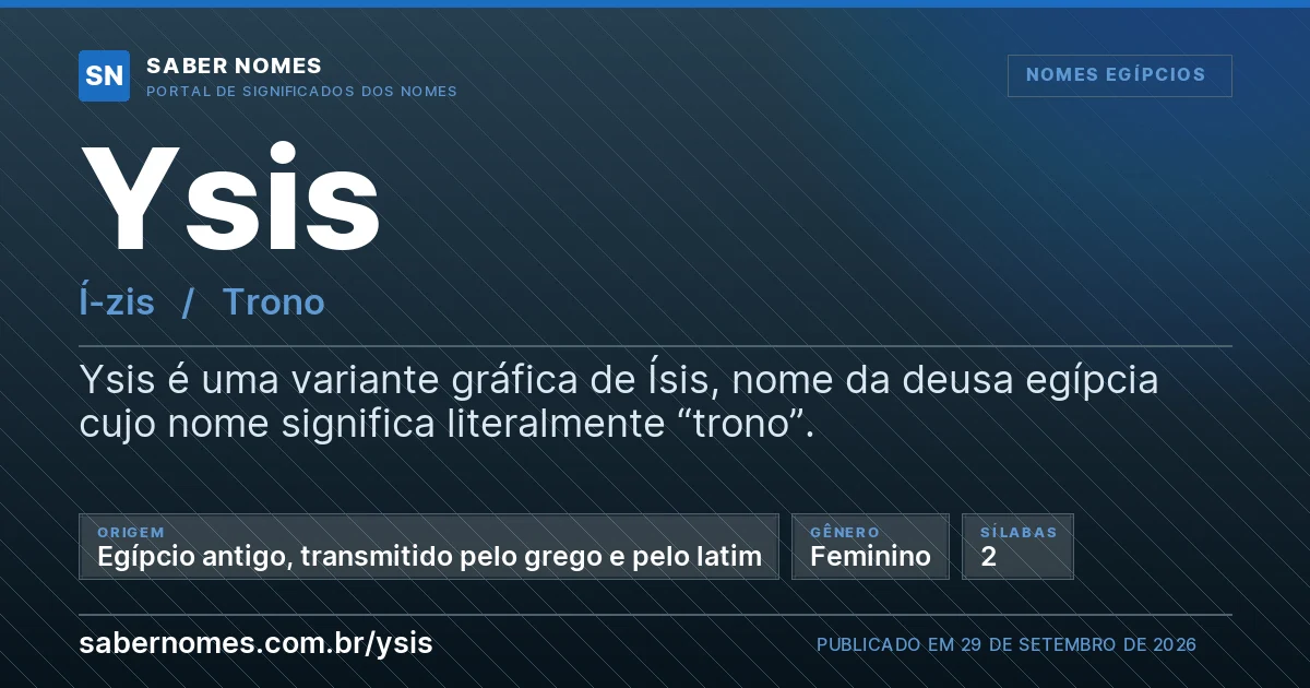 Imagem com o significado do nome Ysis