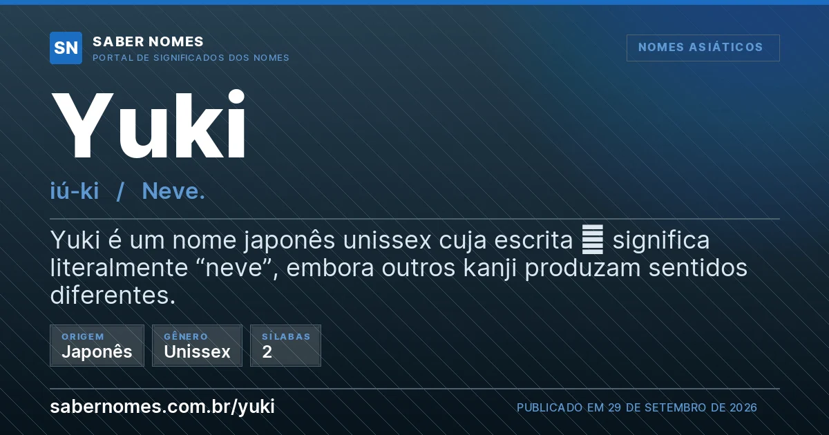 Imagem com o significado do nome Yuki