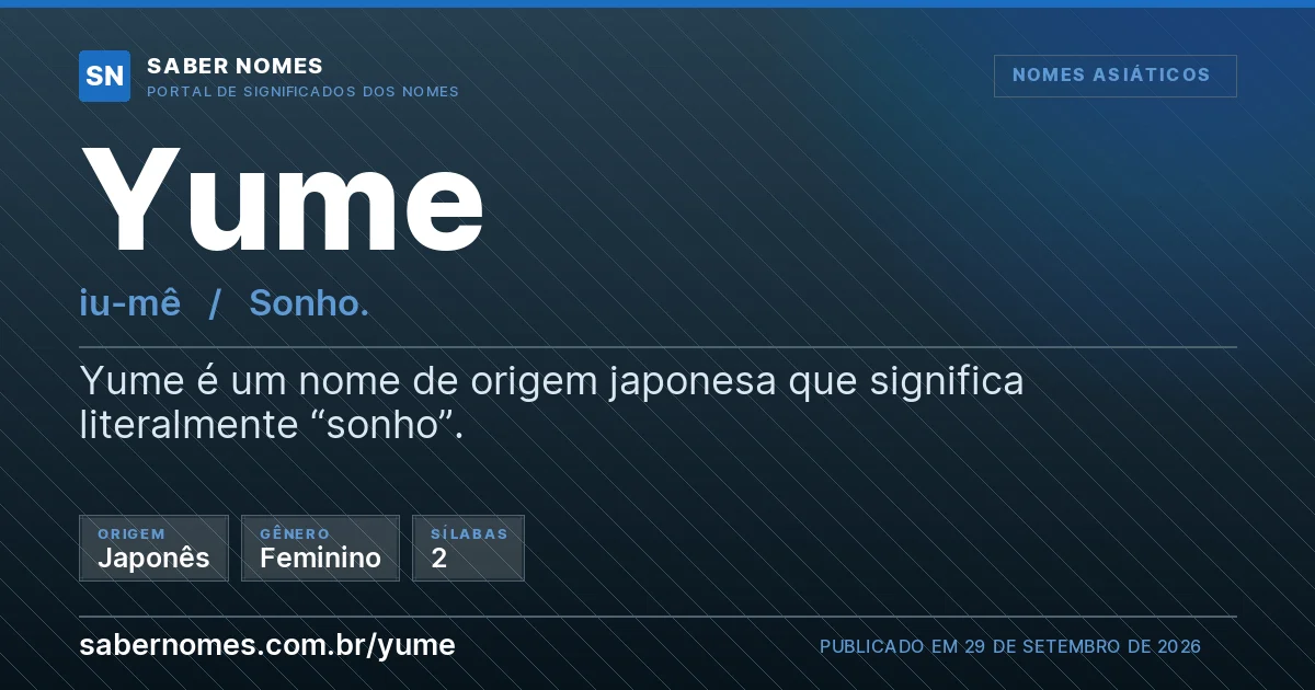Imagem com o significado do nome Yume