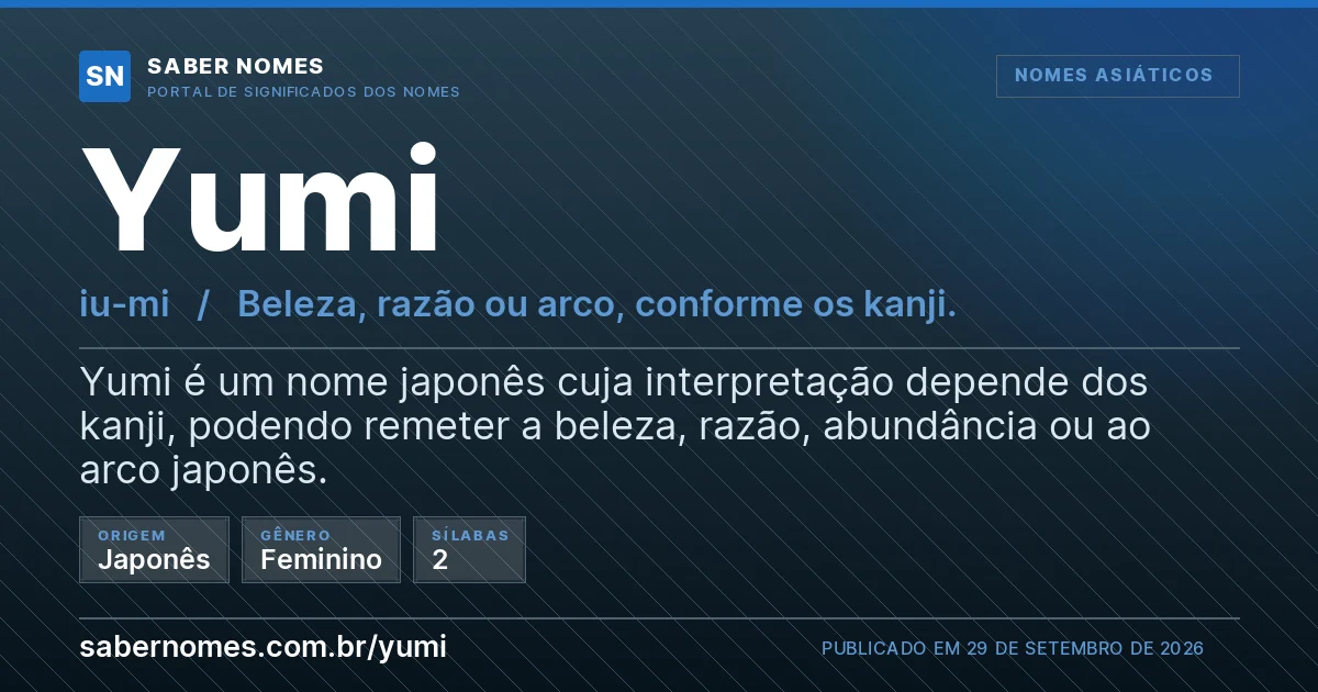 Imagem com o significado do nome Yumi