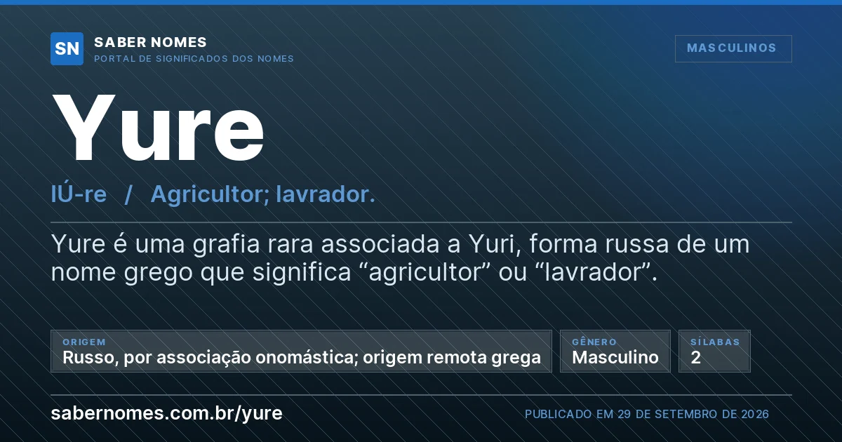 Imagem com o significado do nome Yure