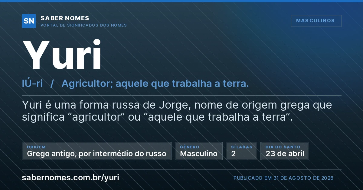 Imagem com o significado do nome Yuri