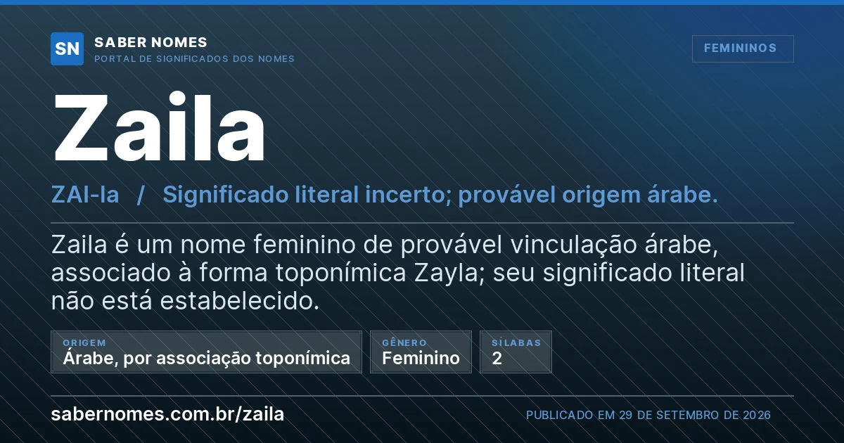 Imagem com o significado do nome Zaila