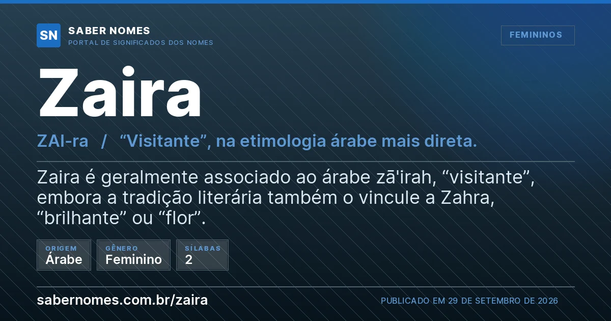 Imagem com o significado do nome Zaira