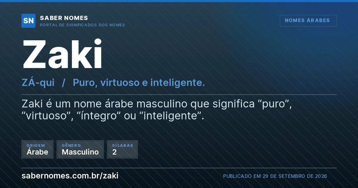 Imagem com o significado do nome Zaki