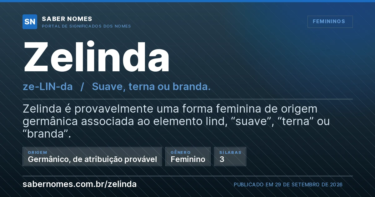 Imagem com o significado do nome Zelinda