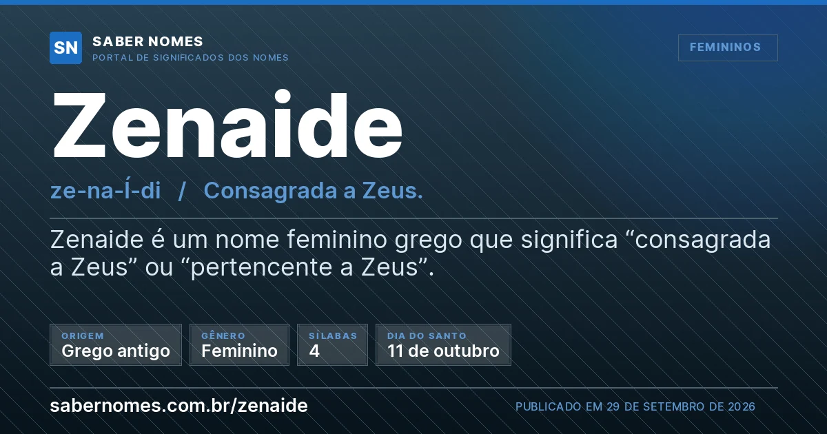 Imagem com o significado do nome Zenaide