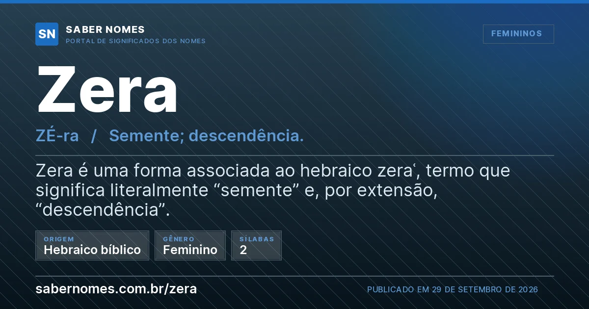 Imagem com o significado do nome Zera