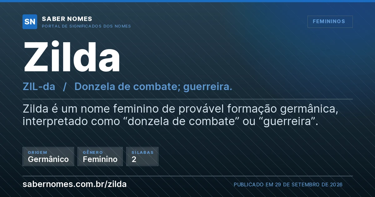 Imagem com o significado do nome Zilda
