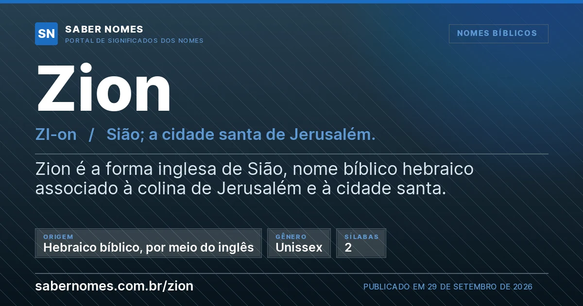 Imagem com o significado do nome Zion