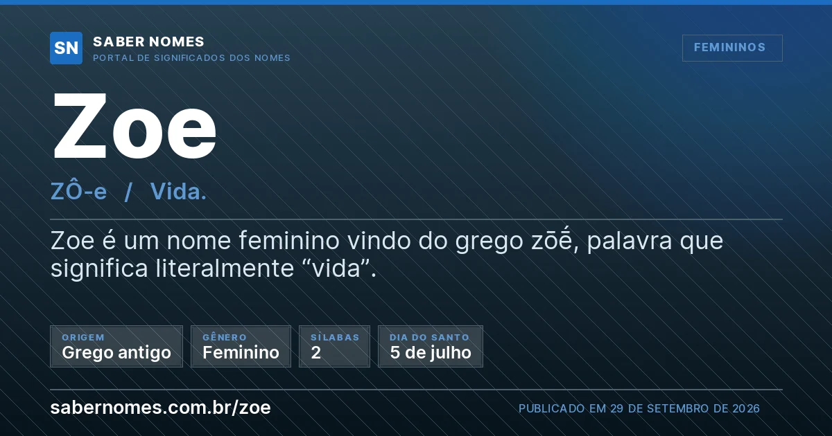 Imagem com o significado do nome Zoe