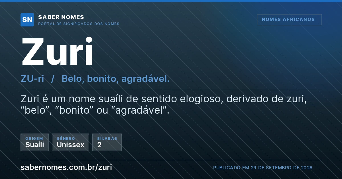 Imagem com o significado do nome Zuri