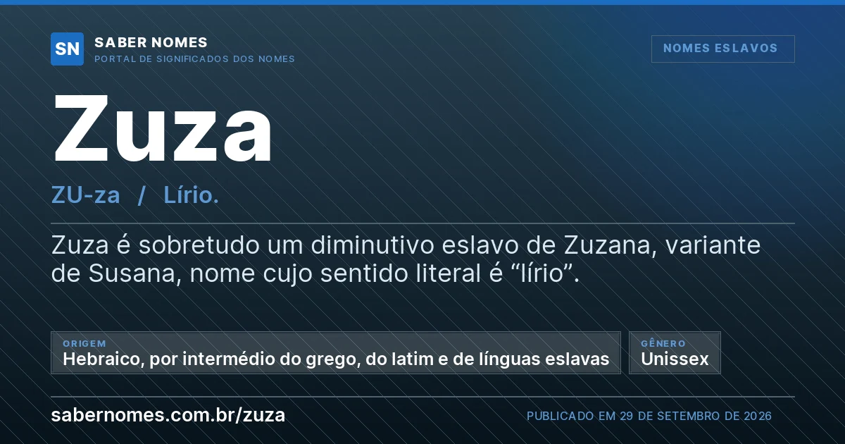 Imagem com o significado do nome Zuza