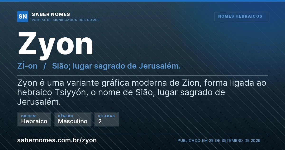 Imagem com o significado do nome Zyon